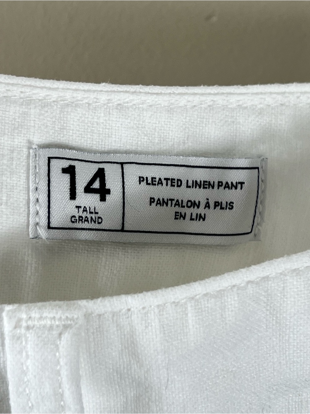 Gap White Linen Cotton Blend Pleated Trouser Wide Leg High Rise Pant SZ 14 Long - Picture 10 of 15